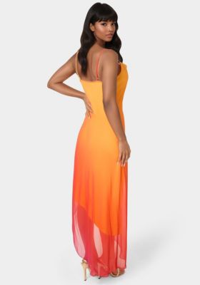 Women's Ombre Chiffon Cowl Dress