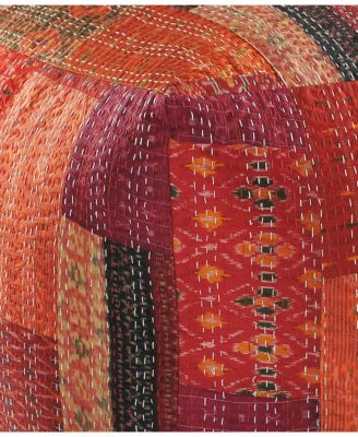 Modern Cotton Blend Fabric Ottoman Pouf Accent Seat