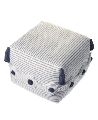 18" Grey 100% Cotton Ottoman