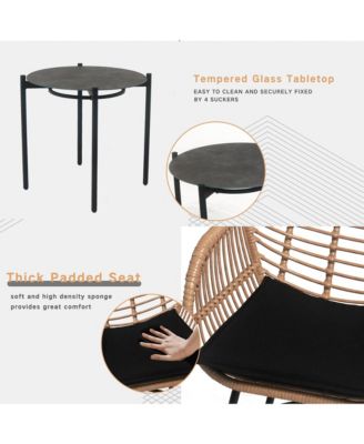 3 Pieces Of Luxury Outdoor Wicker Furniture ,Patio Bistro Style Table And Chair Combination,Weather-resistant PE Wicker Weave