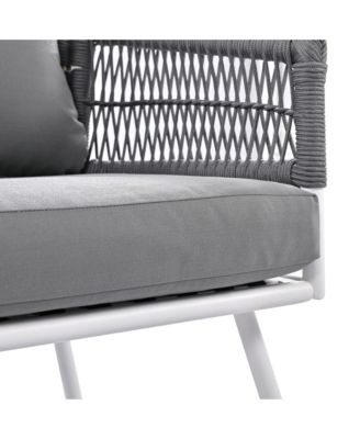 Patio Conversation 4-Piece Boho Rope Patio Furniture Set with Deep Seating and Thick Cushion, Outdoor Furniture with Acacia Wood Table