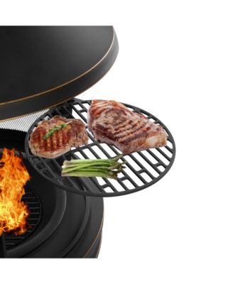 Metal Outdoor Garden 2-in-1 Heating Stove Fireplace Fire Pit with Rotatable and Removable Cooking Stove Rack