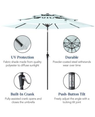 10ft 3-Tier Patio Umbrella, Market Sun Shade w/ Tilt Adjustment, Easy Crank