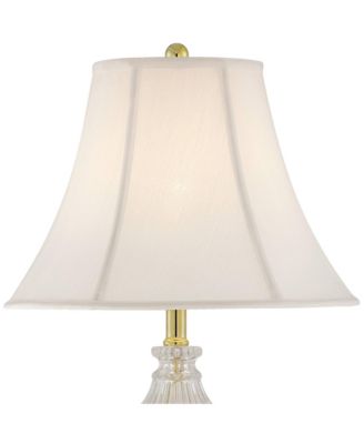 Traditional Table Lamps 26.5" High Set of 2 Cut Glass Urn Brass White Cream Bell Shade for Living Room Family Bedroom Bedside