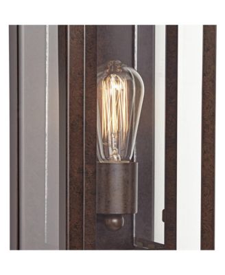 Rustic Industrial Farmhouse Outdoor Wall Light Fixtures Set of 2 Bronze 15 1/2" Clear Glass for Exterior Barn Deck House Porch