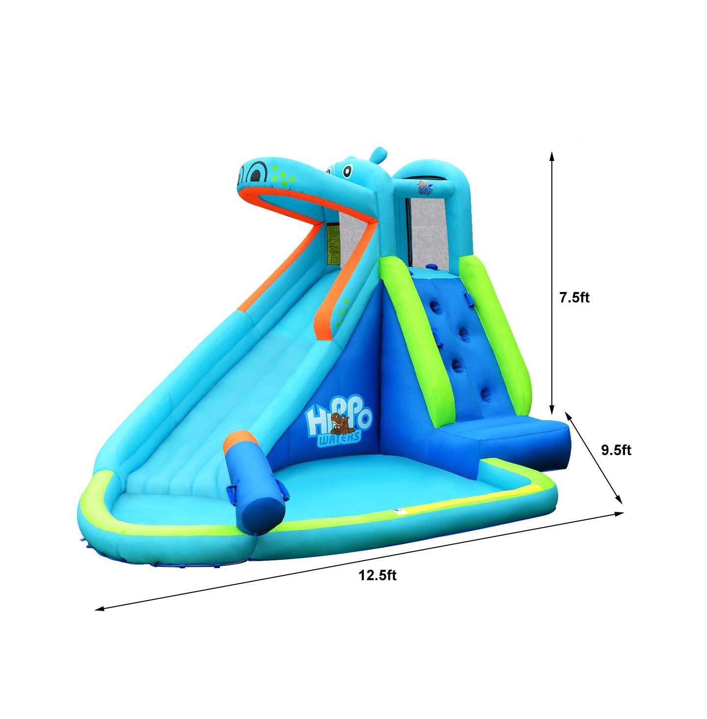 Детская игрушка GOUUN Hippo Water Slide Bounce House, 114"L x 150"W x 90"H, For 2-3 Players, от 3 лет, цвет: Синий — фото 3