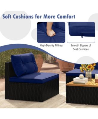 5 Piece Outdoor Furniture Set with Solid Tabletop and Soft Cushions