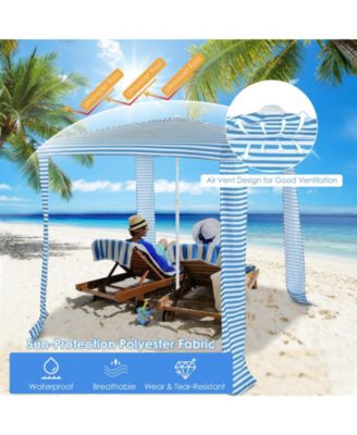 6.6 x 6.6 Feet Foldable and Easy-Setup Beach Canopy With Carry Bag-Blue