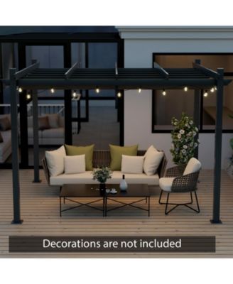 10 x 12 Feet Outdoor Aluminum Retractable Pergola Canopy Shelter Grape Trellis-Gray