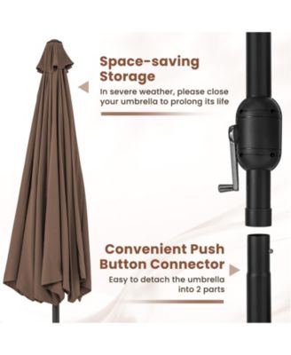 12 Feet Patio Umbrella with Crank Handle and 8 Sturdy Ribs