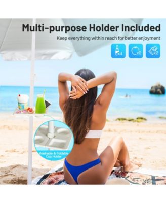 7.2 Feet Portable Outdoor Beach Umbrella with Sand Anchor and Tilt Mechanism