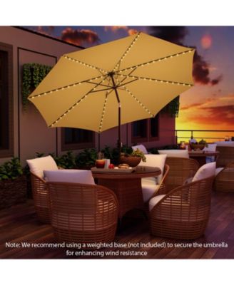 10 Feet Patio Umbrella with 112 Solar Lights and Crank Handle
