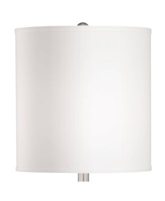 32" Tall Gourd Large Modern End Table Lamps Set of 2 Silver Brushed Steel Finish Metal Living Room Bedroom