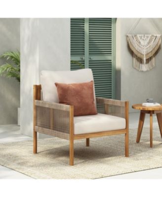 Streamdale Woven Outdoor Lounge Chair - Wood Frame, Polyester Cushions