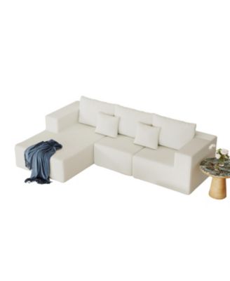 Corduroy Sectional Sofa with Chaise Lounge