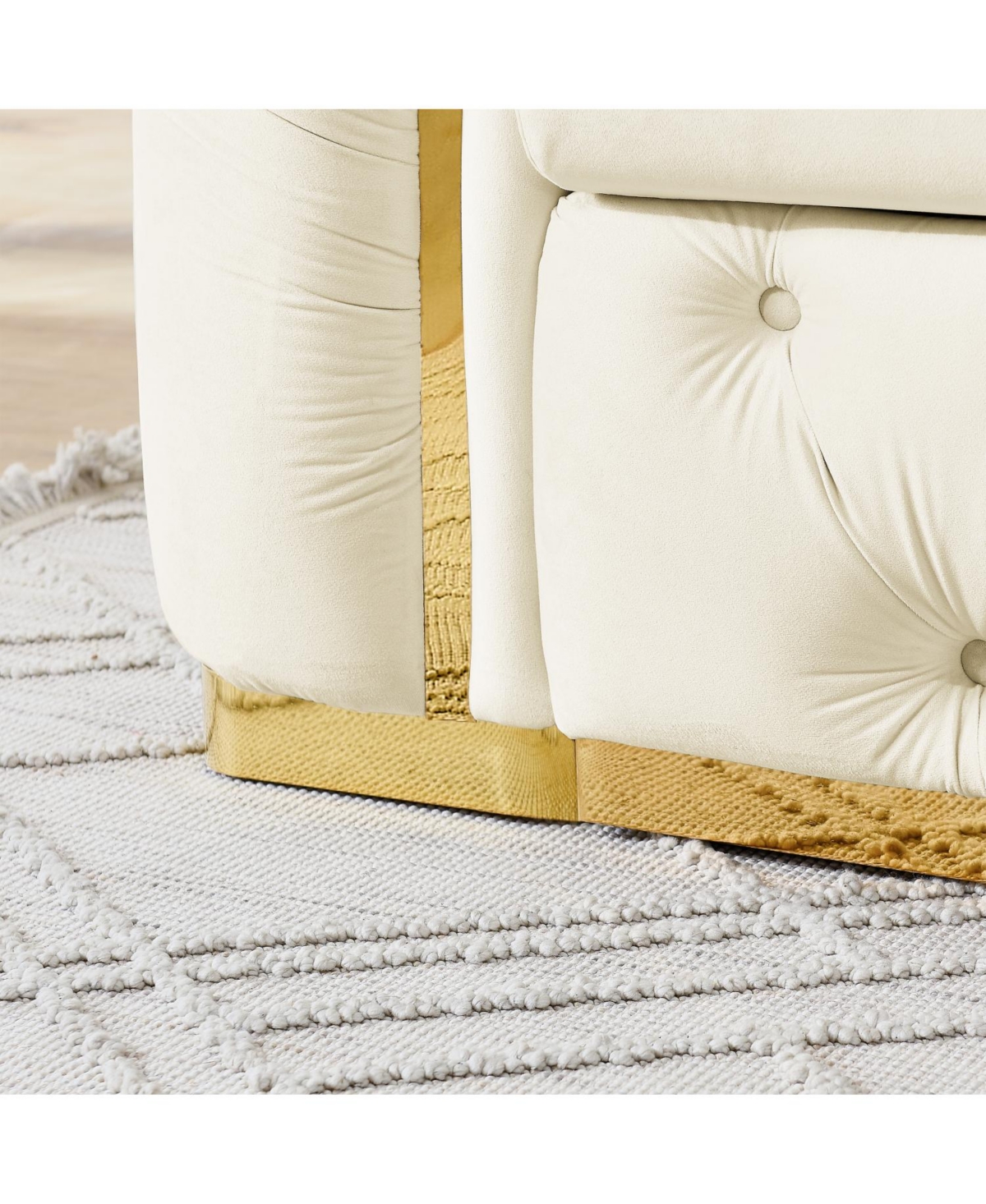 Streamdale 90" Velvet Tufted Chesterfield Sofa - Beige