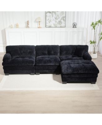 Streamdale L-Shaped Sectional Sofa Sleeper Couch - Black