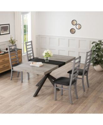 Streamdale Grey Dining Set Retro Table & 4 Metal Chairs