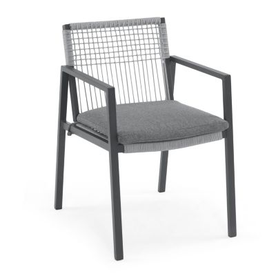 Streamdale Outdoor Aluminum + Rope Dining Chair Set with Cushion (2)