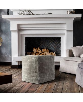 18" Grey Polyester Blend Ottoman