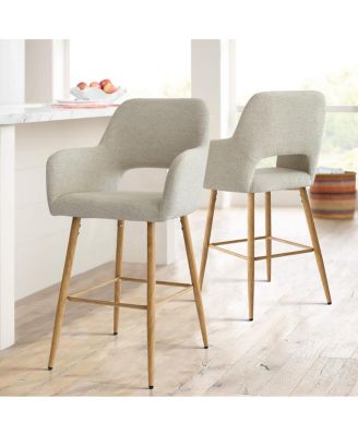 Set of 4 Upholstered Counter Height Stools with Armrests, 25.5'' Counter Chairs for Kitchen Island-Maison Boucle