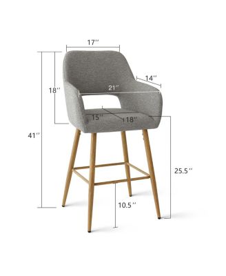 Set of 4 Upholstered Counter Height Stools with Armrests, 25.5'' Counter Chairs for Kitchen Island-Maison Boucle