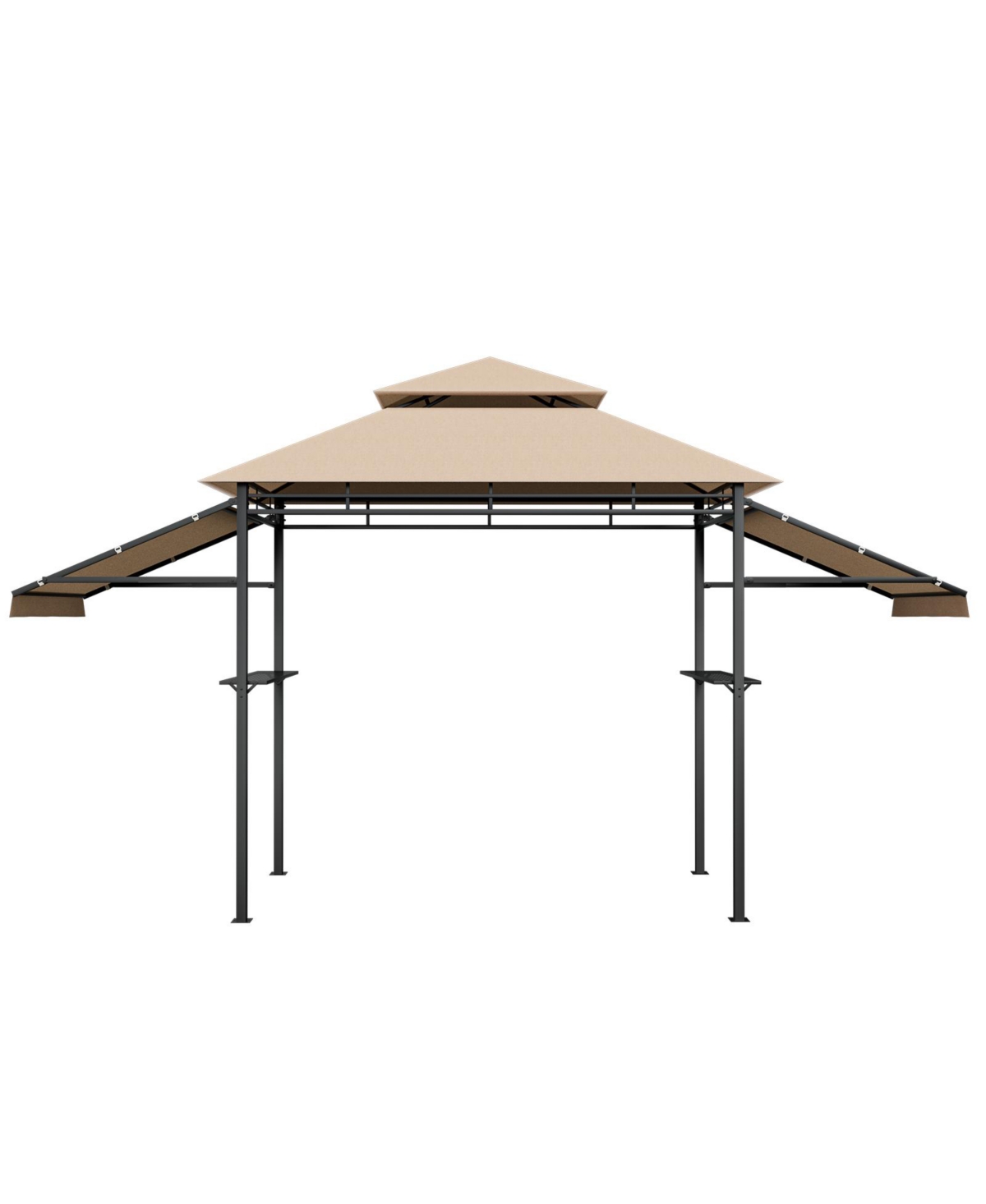 13.5 x 4 Feet Patio Bbq Grill Gazebo Canopy with Dual Side Awnings-Beige - Beige