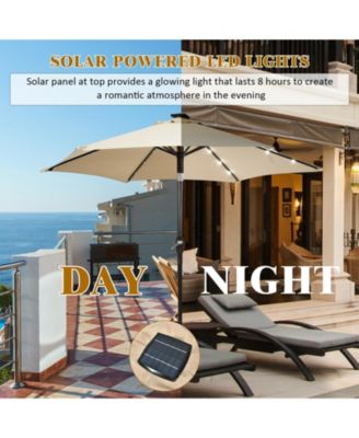 9 Feet Solar LED Lighted Patio Market Umbrella with Tilt Adjustment without Base