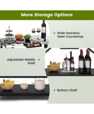 3 Tiers Foldable Outdoor Cart on 2 Wheels with Phone Holder