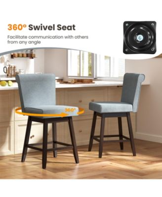 27 Inch Counter Height Bar Chairs with Rubber Wood Legs Set of 2