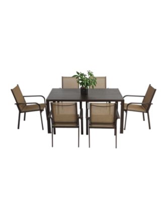 Streamdale 7-Piece Patio Dining Set, Table & 6 Textilene Chairs - Brown