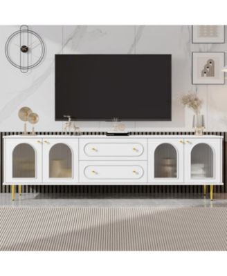 Streamdale Modern 78.7" TV Stand with 2 Drawers and 2 Glass-Door Cabinets