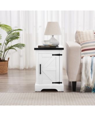 Streamdale Farmhouse End Table with Barn Door Storage