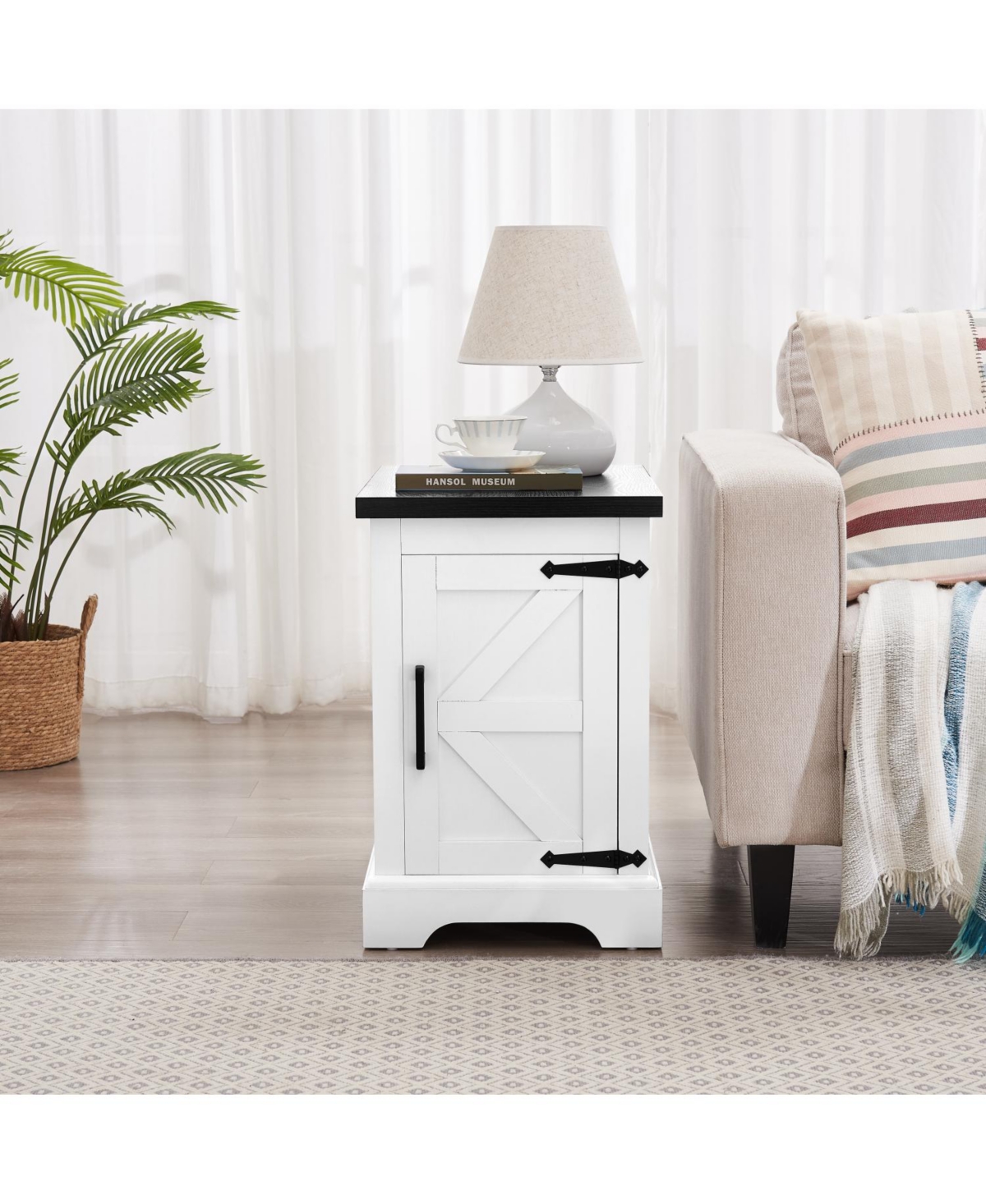 Streamdale Farmhouse End Table with Barn Door Storage