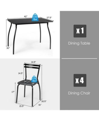 5 Pieces Dining Table Set with 4 Chairs and Backrests