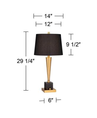 Wayne Modern Table Lamps 29 1/4" Tall Set of 2 Brass with USB Charging Port Black Fabric Drum Shade for Bedroom Living Room Kids