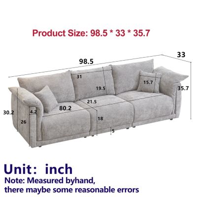 98.5" Beige Linen Sofa with Pillows