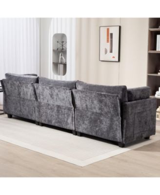 Streamdale 111.42x32.28" 3-Seater Chenille Sofa - Comfy, Cloud-Soft, with Side Pocket