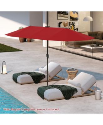 13 FT Large Patio Umbrella with LED Solar Lights and Crank Handle