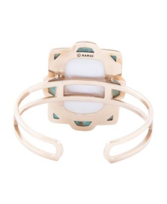 Scenic Floral Blue Turquoise and Golden Cuff Bracelet