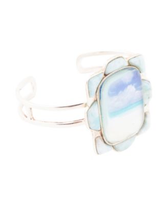 Scenic Beach Blue Larimar and Sterling Silver Cuff Bracelet