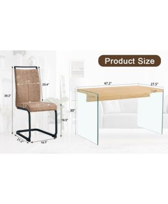 Wood Coffee Table Set with 4 Brown Chairs