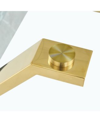 Streamdale Modern Glass Dining Table Gold Legs 79"