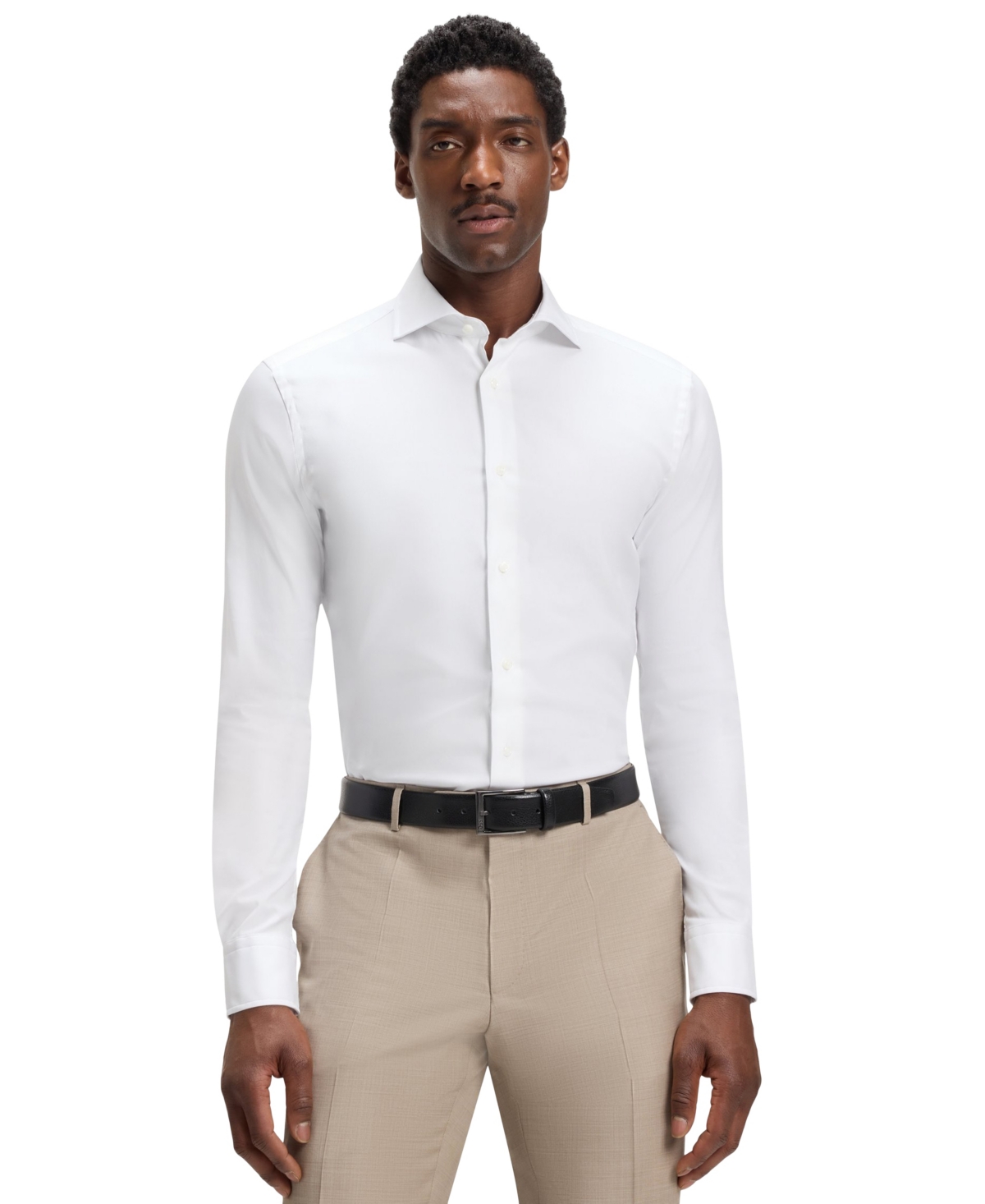 Hugo Boss Mens Boss Regular-fit Long-sleeve Stretch-linen Shirt In White