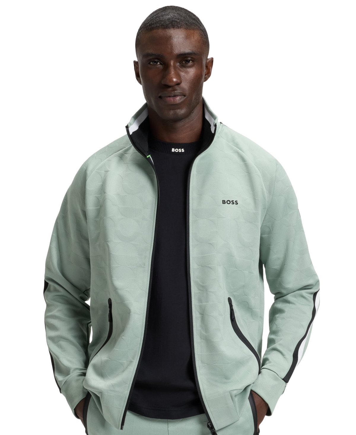 Shop Hugo Boss Boss By  Men's Circle-jacquard Zip-up Sweatshirt