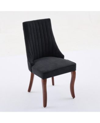 Rayon Linen Dining Chairs, Set of 2 (Black