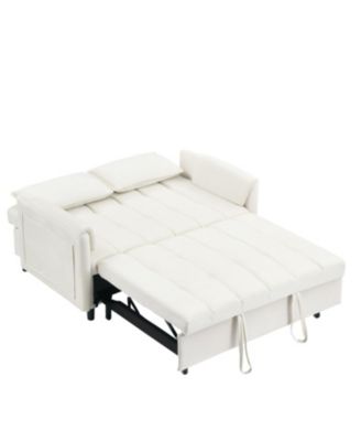 Streamdale Beige Velvet Sofa Bed - Convertible Sleeper Couch