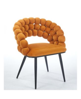 Orange Modern Chairs (Set of 2), Golden Legs