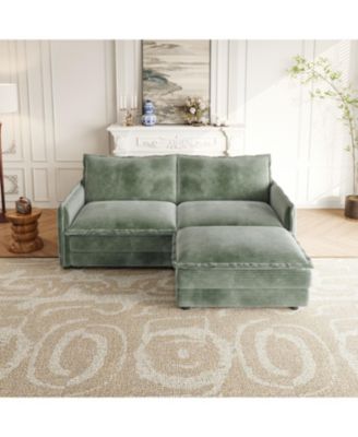 Streamdale Corduroy Loveseat Sofa with Ottoman & 2 Cushions