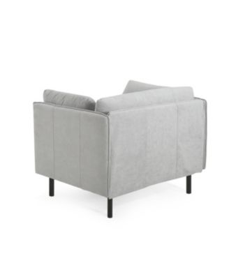 Vintage Lounge Chair Grey Polyester, Wood Frame, Steel Legs